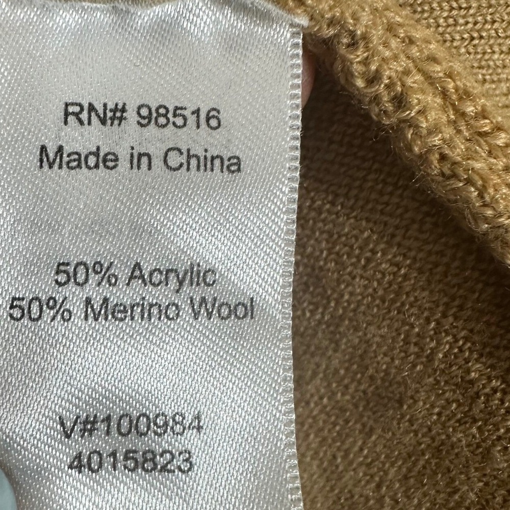 Coldwater Creek Womens M Merino Wool Blend Open Front Cardigan Tan Brown Sweater - Picture 6 of 7